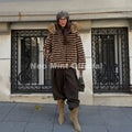 2026 Winter Hooded Striped Teddy Fur Coat Women Brand Street Fashion Girls Oversized Faux Lamb Fur Jacket Warm Overcoat