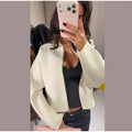 Elegant Women's Knitted Cropped Jacket Coat Cardigan Long Sleeve Sweater Top Streetwear Outfit 2026 Spring New Casual Daily Wear