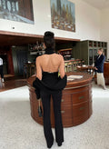 Women's Ribbed Knit Turtleneck Cutout Shoulder Halter Vest Long-Sleeved Shawl 2-Piece Set Slim Y2K Sexy Street Autumn Top