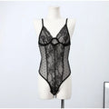Sexy Lace Patchwork Bodysuit Women Solid V-neck Sleeveless High Waist Slim Perspective Sling Top Lady New Chic Corset Bodysuits