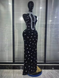 Red Black Women Sexy Halter Off the Shoulder Sparkly Crystal Velvet Bodycon Gowns Dress Celebrate Evening Party Red Carpet Wear