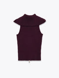 Solid Minimalist Basics Vest for Women Lapel Sleeveless Patchwork Double Zipper Slim Casual Knitted Tank Top Female
