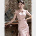 Olive Girl Romantic Qipao for Garden Wedding 2026 Fairycore Photoshoot Everyday Wear S-XXL XS-3XL Plus Size Romantic Garden Party Editorial Not Costume Qipao Cheongsam Chinese Dress Chinese Heritage Fashion Women
