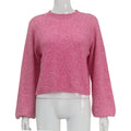 Women's Pink Lace-up Backless Knitted Sweater Long Sleeve Pullover Knitwears Loose Pullovers Top White Jumpers Autumn Clothing