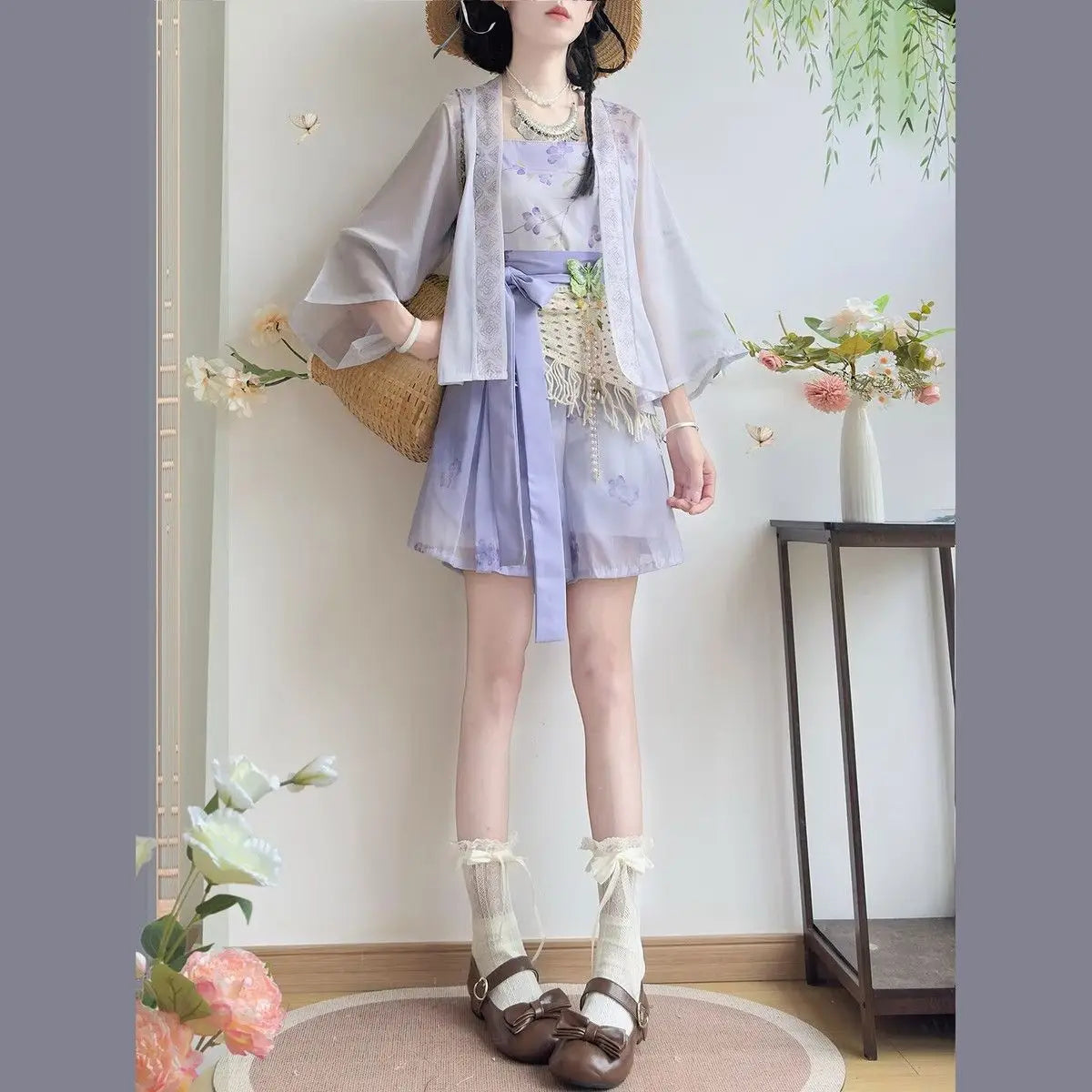 Olive Girl Purple Romantic Hanfu Dress for Ren Faire 2026 Fairycore Photoshoot Everyday Wear S-L XS-3XL Plus Size Romantic Cottagecore Garden Party Editorial Not Costume Hanfu Chinese Dress Traditional Chinese Clothing Chinese Heritage Fashion Women