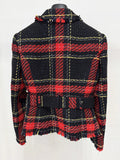 Femininos Elegantes Lapel Plaid Printed Autumn Winter Belt Slim Suit Jackets Female Office Blazer Coats Girls Chic Outfit
