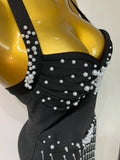 Women Sexy Black Sleeveless Backless Beading Bodycon Long Bandage Dress Evening Party Birthday Dress Elegant Knitted Vestidos i