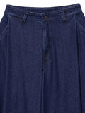American Retro Two Piece Set for Women Strapless Sleeveless Tank Tops High Waist Wide Leg Pants Denim Suit Female