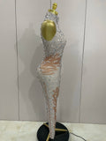 Luxury Stage Outfit Women Celebrate Evening Birthday Party Nightclub Dance Sexy Sparkly Rhinestones Sleeveless Sheath Jumpsuit