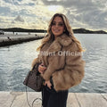 Street Retro Fashion Girls Gradient Cropped Fur Coat Women Winter 2026 Chic Brand Fluffy Faux Fox Fur Jacket Overcoats