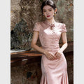 Olive Girl Dramatic Qipao for Ren Faire 2026 Garden Wedding Fairycore Photoshoot Everyday Wear S-XXL XS-3XL Plus Size Dramatic Silhouette Romantic Cottagecore Garden Party Editorial Not Costume Qipao Cheongsam Chinese Dress Chinese Heritage Fashion Women