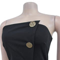 Women's Elegant Button Strapless Sleeveless Irregular Jumpsuits One Piece Metal Button Decor Overalls Outfit Night Clubwear