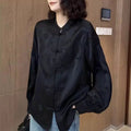 Early Spring New Chinese Style Pan Buckle Embroidery Jacquard long-sleeved Shirt women's Loose Temperament Tangsuits Top