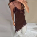 Sexy V-neck Sling Dress Women Fashion Sleeveless Lace Patchwork Irregular Mini Dresses Lady Summer Chic Casual Holiday Robe