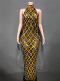 Festival Shiny Rhinestones Party Dress Birthday Luxury Costume Fancy Brilliant Dancer Wedding Impressive Evening Dress