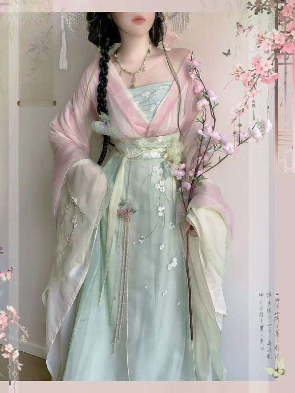 Olive Girl Multicolor Embroidered Hanfu Dress for Ren Faire 2026 S-L XS-3XL Plus Size Hand Embroidered Ren Faire Dress Hanfu Chinese Dress Traditional Chinese Clothing Chinese Heritage Fashion Women