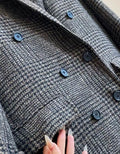 Original Winter New Style Retro British Style High-end Double-breasted Knee-length Check Coat for Women