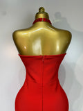 Women Luxury Design Halter Beading Bandage Dress Curve Bodycon Ankle Length Evening Party Birthday Cocktail Prom Dresses