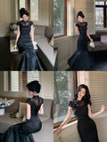 Olive Girl Red Embroidered Qipao for Ren Faire 2026 Garden Wedding Fairycore Photoshoot Everyday Wear S-XXL XS-3XL Plus Size Hand Embroidered Dramatic Silhouette Romantic Garden Party Editorial Not Costume Chinese Heritage Fashion Women