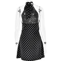 Fashion Polka Dot Dress Vintage High Waist Sleeveless Backless Neck Lace-up Dress Sexy Party Luxury Women Dresses Y2k