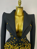 Sparkly Crystal Chains Pearls Long Sleeve Mini Dress 2025 Women Birthday Evening Party Nightclub Outfit Singer Wedding Costume