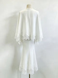 White Temperament Dress Two-Piece Set 2026 Autumn New Women'S Cape Top Long Skirt Lace Set Suit