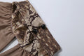 Snake Pattern Print 2 Piece Set Woman Halter Backless Crop Tops+Skinny Peach Hip Shorts Hot Girls Sexy Fashion Suits