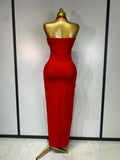 Women Luxury Design Halter Beading Bandage Dress Curve Bodycon Ankle Length Evening Party Birthday Cocktail Prom Dresses