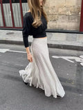 Solid Spliced Print Two Piece Set Female Turtleneck Long Sleeve Top French Commute Women's Skirt Sets Fashion New