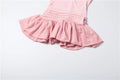 Sweet Sexy Patchwork Dress Women Bow Sleeveless Ruffled Ruffled Hem Elegant Stretch Skinny Vacation Party Clubwear
