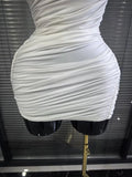 White Color Women Slash Neck Off the Shoulder High Stretch Bodycon Mini Dress Nightclub Party Celebrate Birthday Clothing