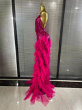 Sparkly Rhinestones Tassel Sheer Dress for Women Sexy V Neck Birthday Celebrate Event Outfit Singer Show Wear Photo Shoot Dress