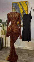 Fall Women Long Sleeve Stacked Mesh See Though with Lining Bodycon Long Dress Evening Birthday Sexy Party Dresses