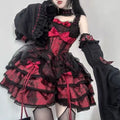 Olivegirl Black and Red Lolita Dress JSK Sweet Hotsweet Iolita Dress Cute Anime Cosplay Female Dress Birthday Party Party