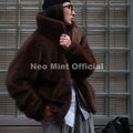 Hot Street Fashion Girls Luxury Fuzzy Mink Fur Bomber Jacket Women Winter Oversized Chunky Faux Fur Coat Warm Outerwear