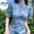 Sexy Dress Qipao Sleeveless Cheongsam Blue Summer 2025 Young Style Girl Slim Chinese Improved High-end Temperament Long Style
