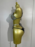 Sexy Swimwear Fashion Bar Blingbling Bikini Sparkly Crystal Bikini Two Piece Set Bathingsuit Bikini Nightclub Stage Show Outfit