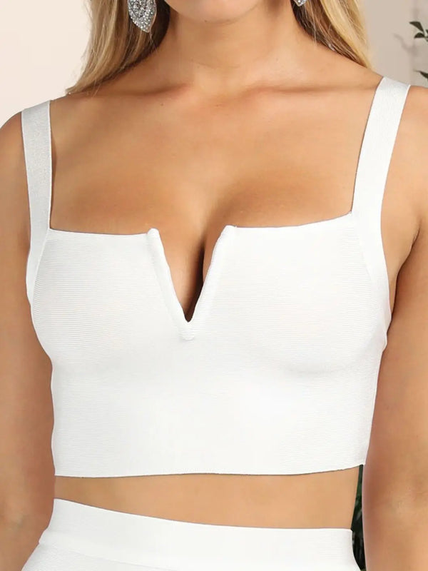 Sexy White Bandage Crop Top 2023 For Summer Women Lovely Girl Tight Mini Vest  XL Camis Top Bodycon Knitted Quality Tank