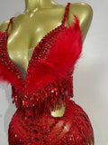 2026 New Sexy Nightclub Bar DJ Performance Dancer Stage Costume Sparkly Rhinestones Feathers Tassels Mesh See Through Bodysuits