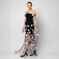 5 Colors Women Sleeveless Sexy Strap Long Tassles Bodycon Bandage Dress Celebrate Red Carpet Evening Fashion Party Outfit
