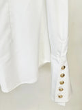2026 Summer New Fashion White Shirt With Rose Metal Buckle Printed Short Skirt Two Piece Set Blouse Mini Skirt Set Outfit