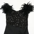 Elegant Evening Dress Sequin Feather Shoulders Mermaid Gowns for Wedding Prom Party Club Special Occasions Split Long Dress