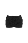 Ladies Bodycon Mesh Ruched Romper Asymmetric Draped Shoulder Mock Neck Short Jumpsuit Slim Fit Wrap Hem Cocktail And Clubwear