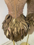 Sexy Diamond Feather Shining Mini Dress Strapless For Women Luxury Birthday Celebrity Evening Gown Performance Wear