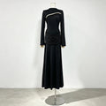 Slimming Spliced Folds Temperament Dresses for Women Round Neck Long Sleeves Patchwork Tassel Dress Female Clothing