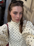 Fashion Polka Dot Print Jacket Coat Women's Stand Collar Long Sleeved Workwear Coat Ins Hot Short Casual Female Jackets