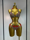 Newest Crystal Bikini Swimwear Fashion Bar Bikini Blingbling Swimwear Bikini Popular Bathingsuit Bikini Nightclub Stage Outfit