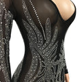 Gorgeous Crystal Gown for Womens Beautiful Deep V Neck Rhinestone Maxi Dress Sexy Clubwear Special Occasion Outfits
