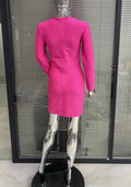 New Winter Women Black Beading Long Sleeve Rayon Bandage Sexy Hollow Out Mini Club Celebrity Runway Party Dress