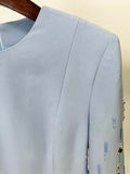 2026 New Arrivals Spring Fashion Heavy Industry Beaded Diamond Slim Midi Dress Women's Half Sleeve Female Vestidos